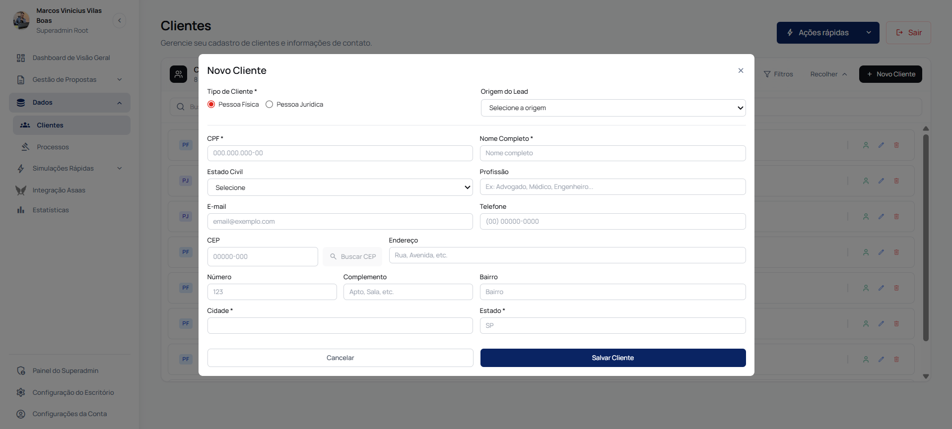 Cadastramento Rápido de Clientes